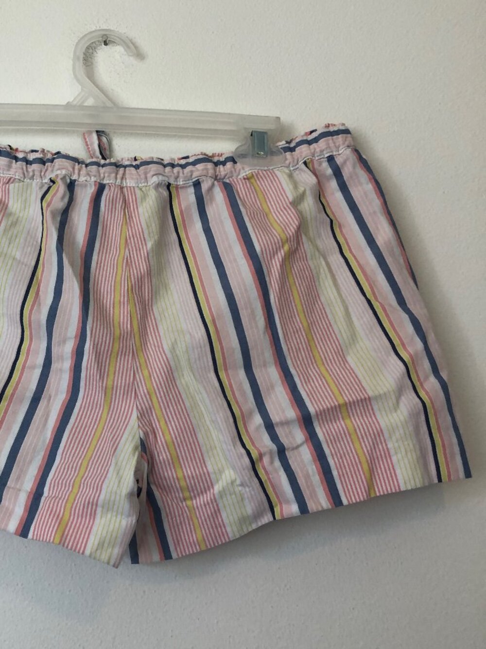 ANN TAYLOR LOFT Striped Tie Waist Shorts Pink White Blue 100% Cotton Boho Small - Picture 15 of 15